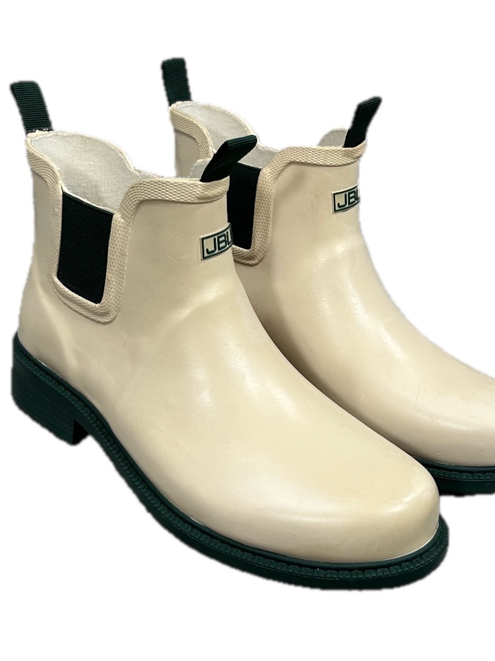 JBU by Jambu Cream Hunter Green Chelsea Waterproof Rain Boots Size 7.5